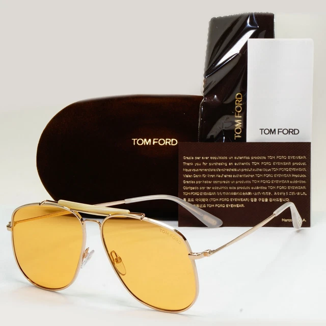 Tom Ford Sunglasses Connor-02 Gold Yellow Pilot Large Metal TF 557 28E FT0557