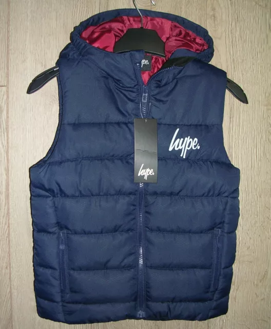 Hype New Boys Blue Hooded Puffer Jacket Coat Bodywarmer Gilet Age 7-8 128cm