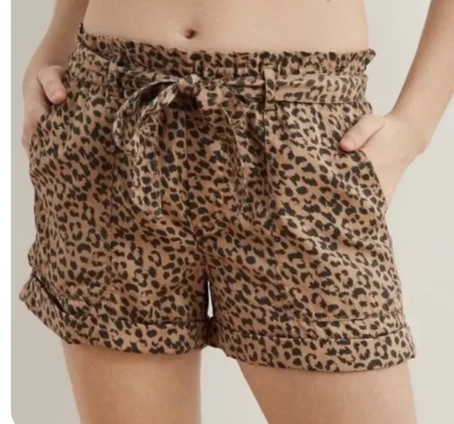 Aerie Cheetah Print High Waisted Paperbag Waist Shorts Size M NWT!