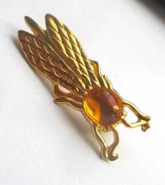 ANCIENNE GRANDE BROCHE collection bronze doré perle cristaux améthyste bijou 306 EUR 85,00 - FR