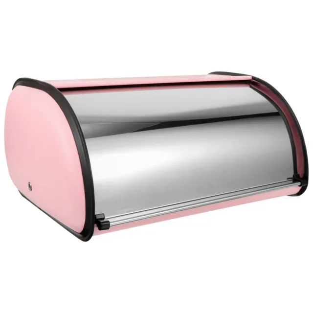 Caja de pan de acero inoxidable con tapa superior rodante - rosa