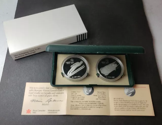 Two 1987 Canada Proof $20 Sterling Silver Olympic Coins