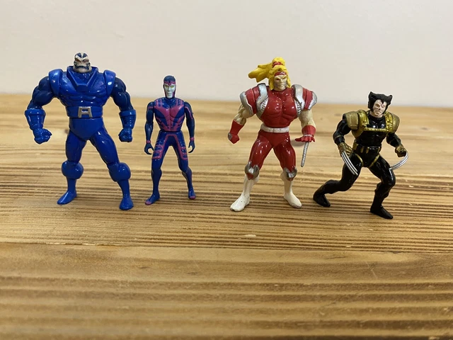 Vintage Toy Biz 1994 Lot 4 Die-Cast Metal Action Figures X-Men Steel Mutants