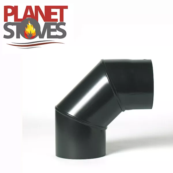 Vitreous Enamelled Flue Pipe 90⁰ Bend Black For Wood Burning/Multifuel Stoves