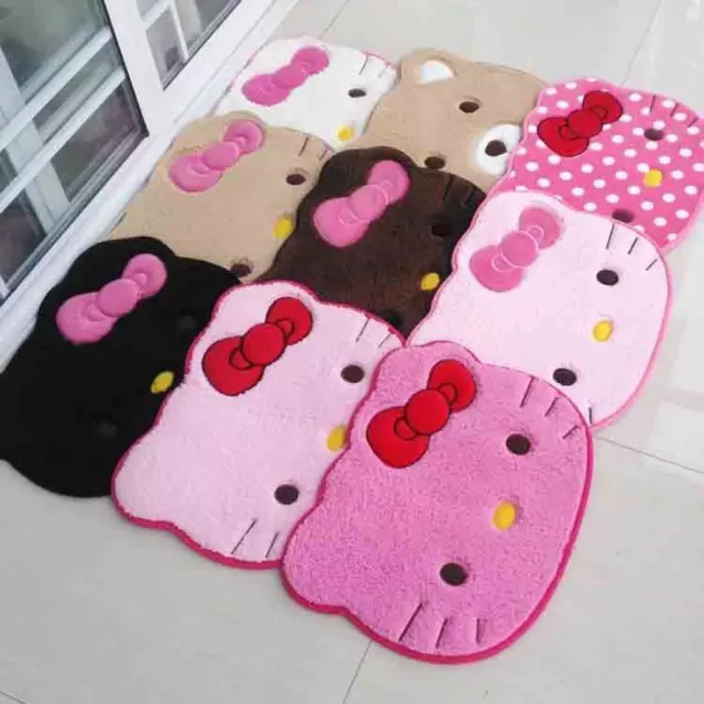 Cute Hello Kitty Carpet Home Soft Fur Rugs Girl Figure Suede Bedroom Floor Mat