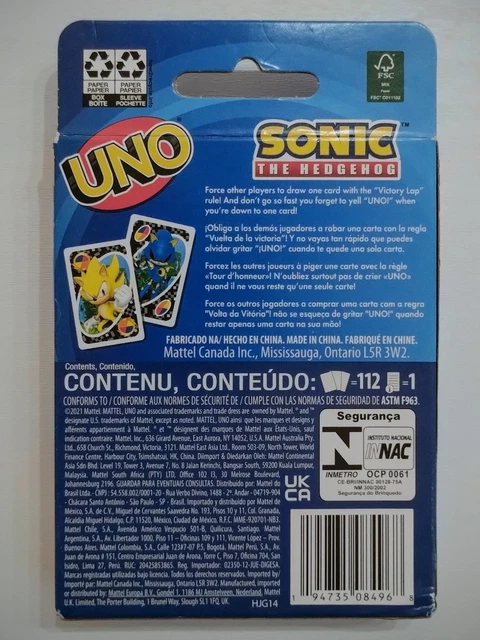 UNO SONIC THE Hedgehog 2021 Mattel Card Game $420.00 - PicClick CA