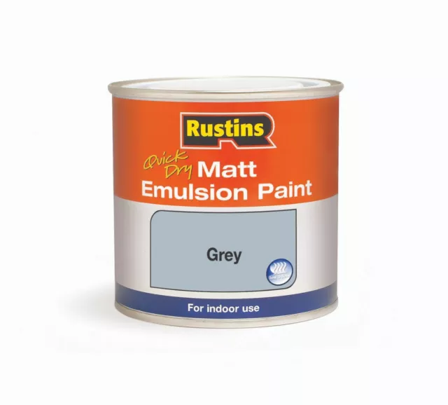 Rustins Quick Dry Matt Emulsion Paint - White, Grey and Magnolia, 250ml & 500ml