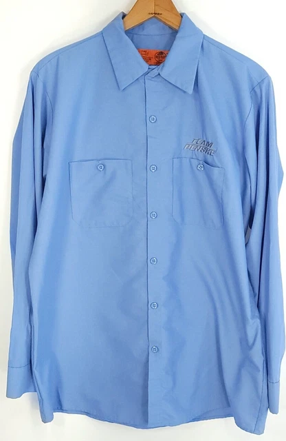 Team Penske Red Kap Long Sleeve Button Front Work Shirt Blue Men's Large