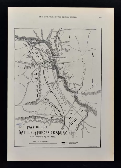Leslie Civil War Map - Battle of Fredericksburg Virginia Burnside Hooker Jackson