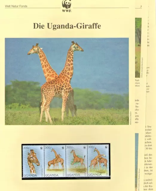 WWF 1997 Uganda Giraffe Mi. Nr. 1790-93 **/MNH mit Beschreibung