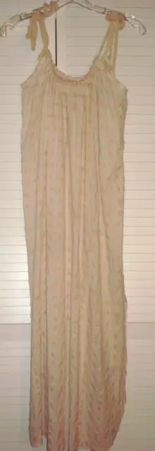 Mara Hoffman Swim Large Ivory/Tan Organic Cotton Maxi Dress Rope Tie Straps