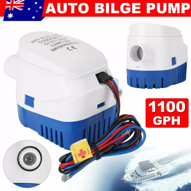 12V 1100GPH Boat Automatic Submersible Water Bilge Pump Auto & Float Switch 3.8A