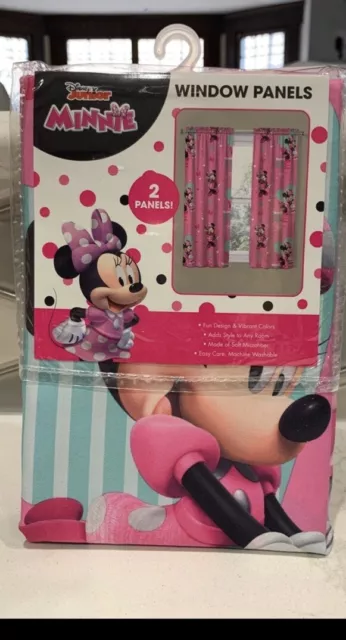 Disney Junior Minnie Mouse  2 Window Panels Curtains Pink Size 82x63 Fun Vibrant