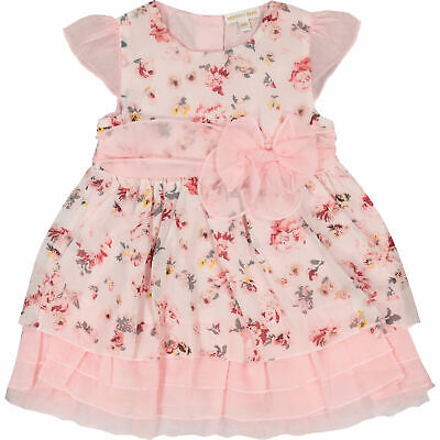 Mintini Baby Girls Pink Floral Dress Ages 6 & 12 Months