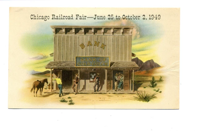 Chicago Railroad Fair 1949 Continential Illinois Bank and Trust Co. postcard