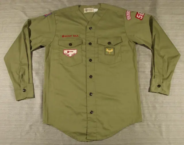BSA late 60's/early 70's Vintage Boy Scouts L/S no collar Uniform Shirt