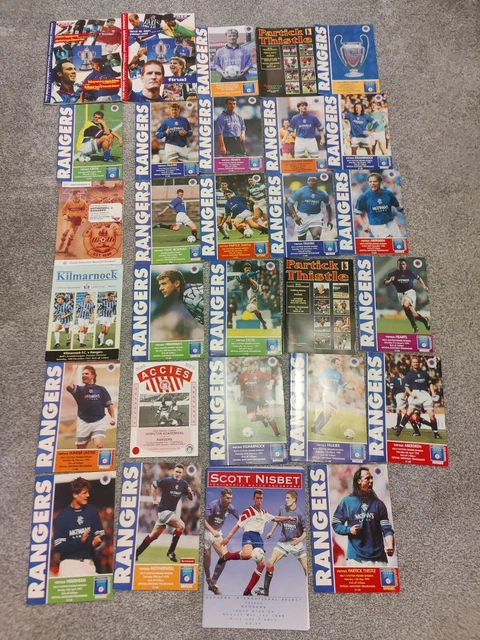 FULL SET OF Rangers FC 1994/95 home programmes (inc Europe, Cups ...