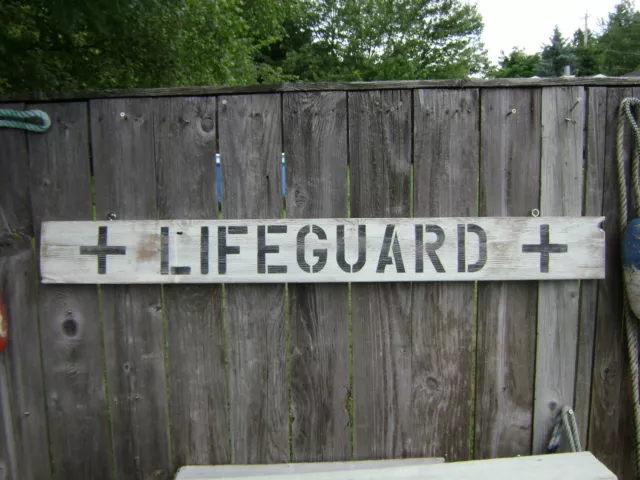 48 Inch Wood Hand Painted Lifeguard Sign Nautical Seafood (#S205)