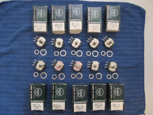Lot of 10 VTG NOS Clarostat RV4NAYSD500A 50 OHM 2W 10% Potentiometers USA Tested