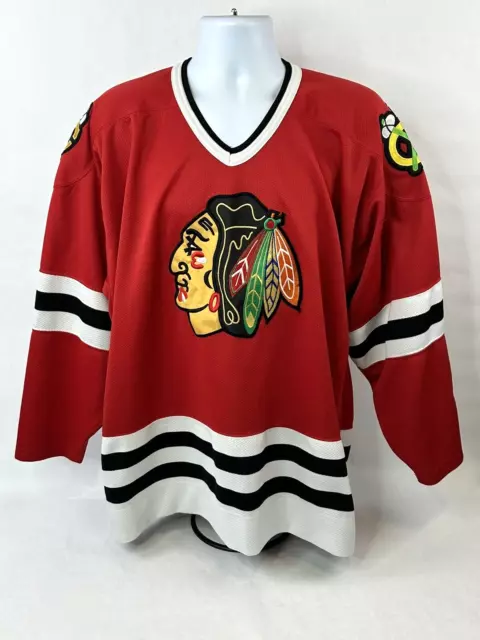 VINTAGE Starter Chicago Blackhawks Hockey Jersey Mens XL Red NHL 90s