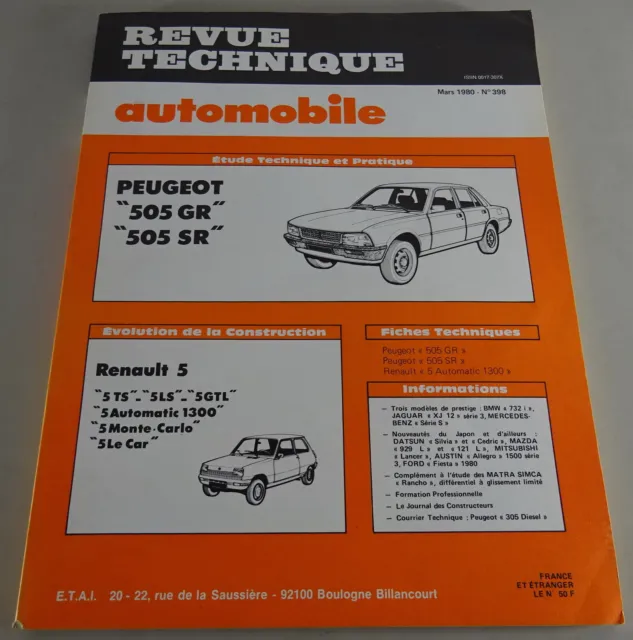 Reparaturanleitung Revue Technique Peugeot 505 GR / Renault R5 Stand 03/1980