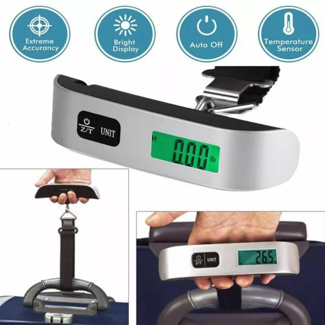 110lb 50kg Portable Travel LCD Digital Hanging Luggage Scale Electronic Weight