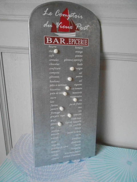 FRENCH Tole SHOPPING MEMO list Commissions Plaque Sign : BAR EPICERIE