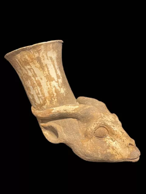 Circa Near Eastern Authentic Amlash Terracotta Animal Rhyton Vessel 1200Bc