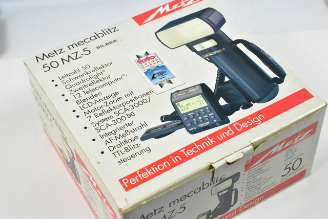 Std Battery Conv Metz Mecablitz 50 Mz-5 Sca 3501 For Leica R8 R9 With Box/Manual