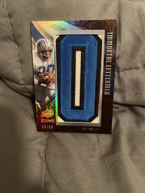 2008 Upper Deck Icons Immortal Lettermen Billy Sims Patch #36/99 Letter O