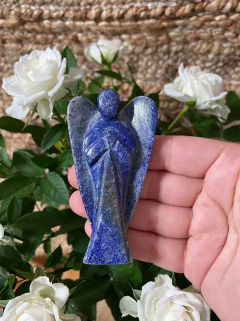 Lapis Lazuli Pierre Sculptée Ange Gardien Psychique Guérison Spirituelle...