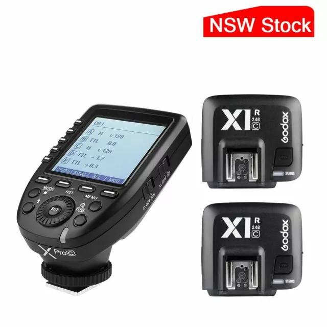 AU STOCK Godox XPro-C 2.4G E-TTL Flash Trigger+2*X1R-C Receiver For Canon Camera