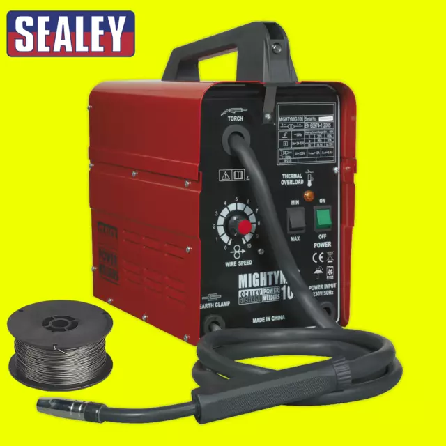 Sealey MIGHTYMIG100 No Gas MIG Welder 100Amp 230V + TG100/1 Flux Cored MIG Wire