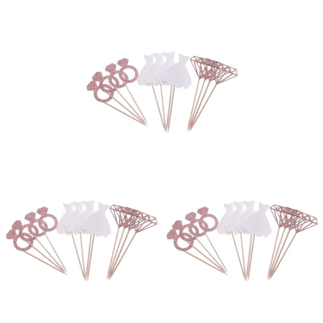 12 faldas de papel brillantes anillos de diamantes forma Cupcake Topper Se