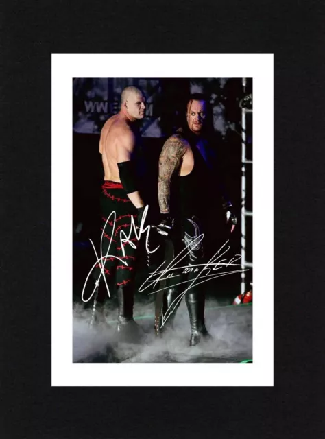 8X6 Mount KANE & THE UNDERTAKER Signed PHOTO Print Ready To Frame WWE Wrestling