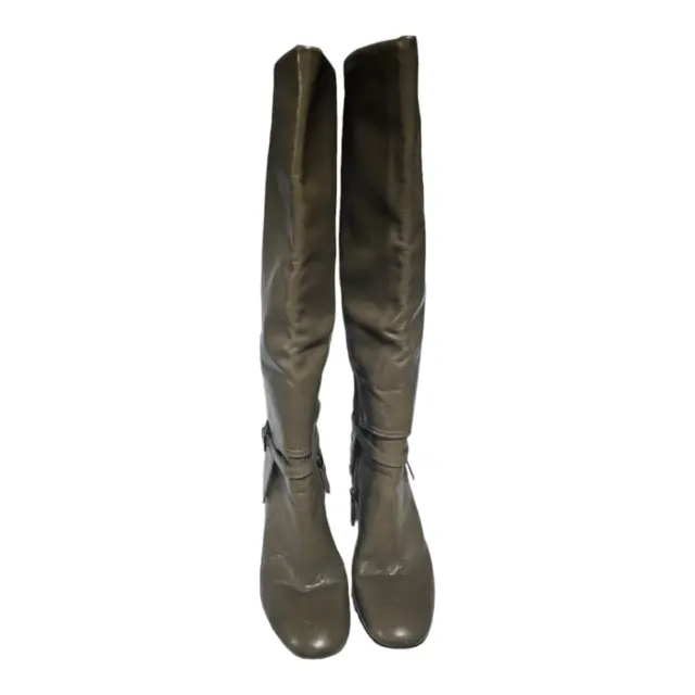 TORY BURCH Faye Olive Leather Knee High Boots - Size 6 1/2 2