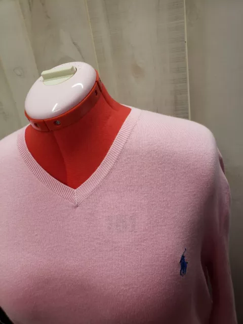 POLO RALPH-LAUREN KNIT Sweater Womens L Pink Pima Cotton Small Pony ...