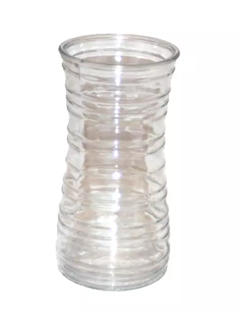 Clear Glass Flower Vase 9.5" Ribbed Design EUC