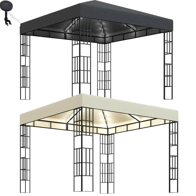 LED Pavillon 3x3/3x4m Gartenpavillon Festzelt Partyzelt Gartenzelt Solar Pavilio