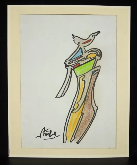 Edgar Stoëbel (1909-2001) Ichoua Teboul Dibujo Original Composición Para Pájaro