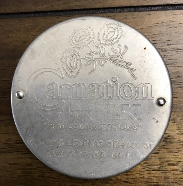 VINTAGE ALUMINUM CARNATION Evaporated Milk Can Punch Opener Lid