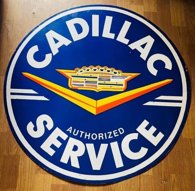 Cadillac Service Porzellan Emaille 48 Zoll doppelseitiges Schild