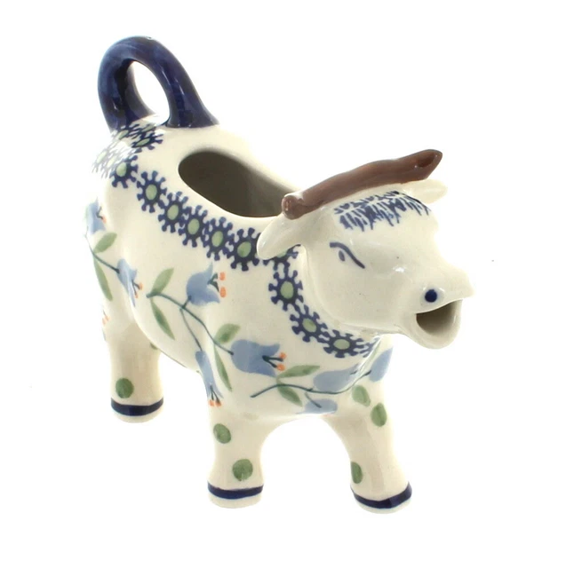 Blue Rose Polish Pottery Tulip Cow Creamer