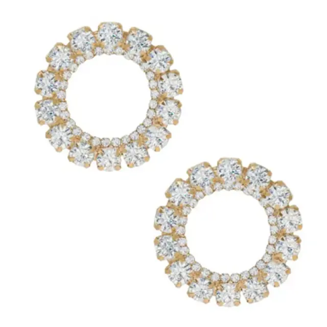 ETTIKA Large Crystal and 18K Gold Plated Circle Stud Earrings