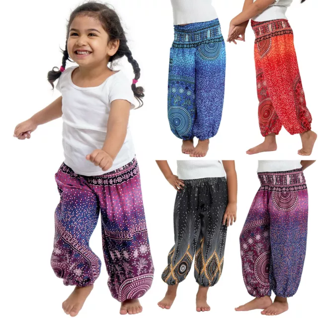 Kids Girls Loose Hippie Pants Bohemian Harem Pants Smocked Baggy Boho Trousers