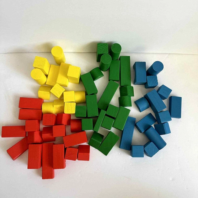 Colorful Rainbow Wooden Blocks Set 64 Montessori Toddler Preschool Building Toy