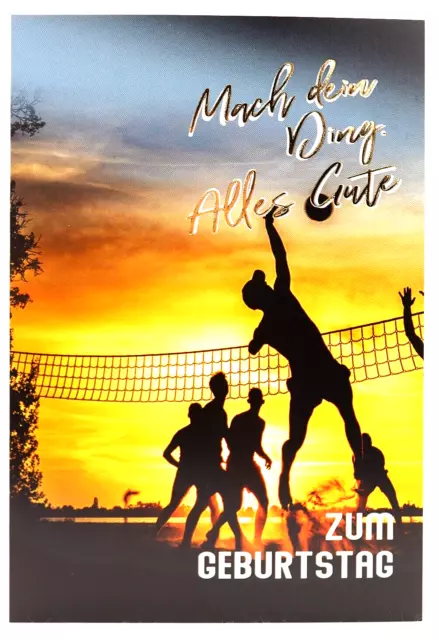VOLLEYBALL GLÜCKWUNSCHKARTE FLUGBALL Karte Geburtstag Geburtstagskarte