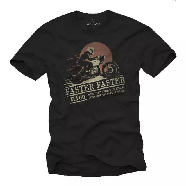 Vitage Motorrad Herren T-Shirt mit R100 Cafe Racer- Männer Custom BIker Shirt