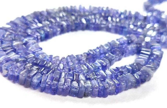 Perles de coupe Heishi lisses en tanzanite naturelle 16 "AAA + perles...