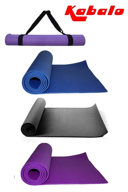 EXTRA THICK 6mm Non-Slip Yoga Mat Exercise blue&purple 173cm x 61cm With Straps!